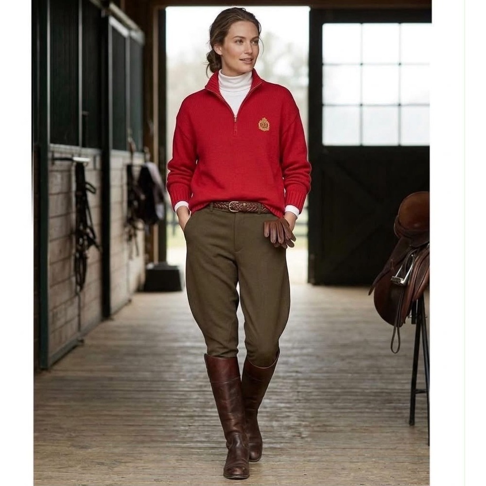 Polo Ralph Lauren LRL Quarter Zip Sweater Pullover Women's Size Medium M Red